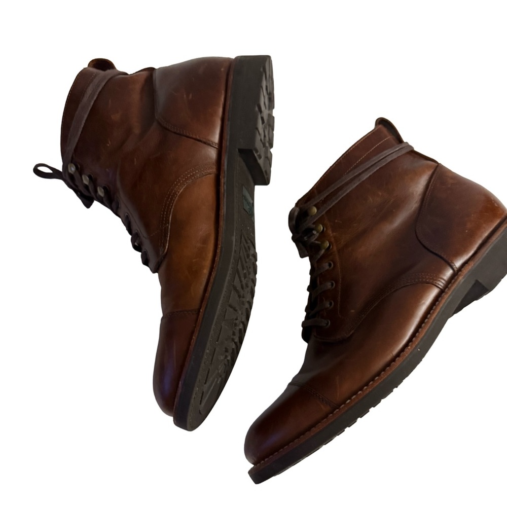 J. CREW Kenton Brown Leather Cap Toe Boots Sz 11 -Rugged Utility & Refined Style - Picture 4 of 11